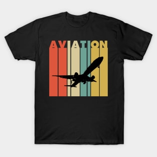 Colorful plane with aviation text and lines T-Shirt